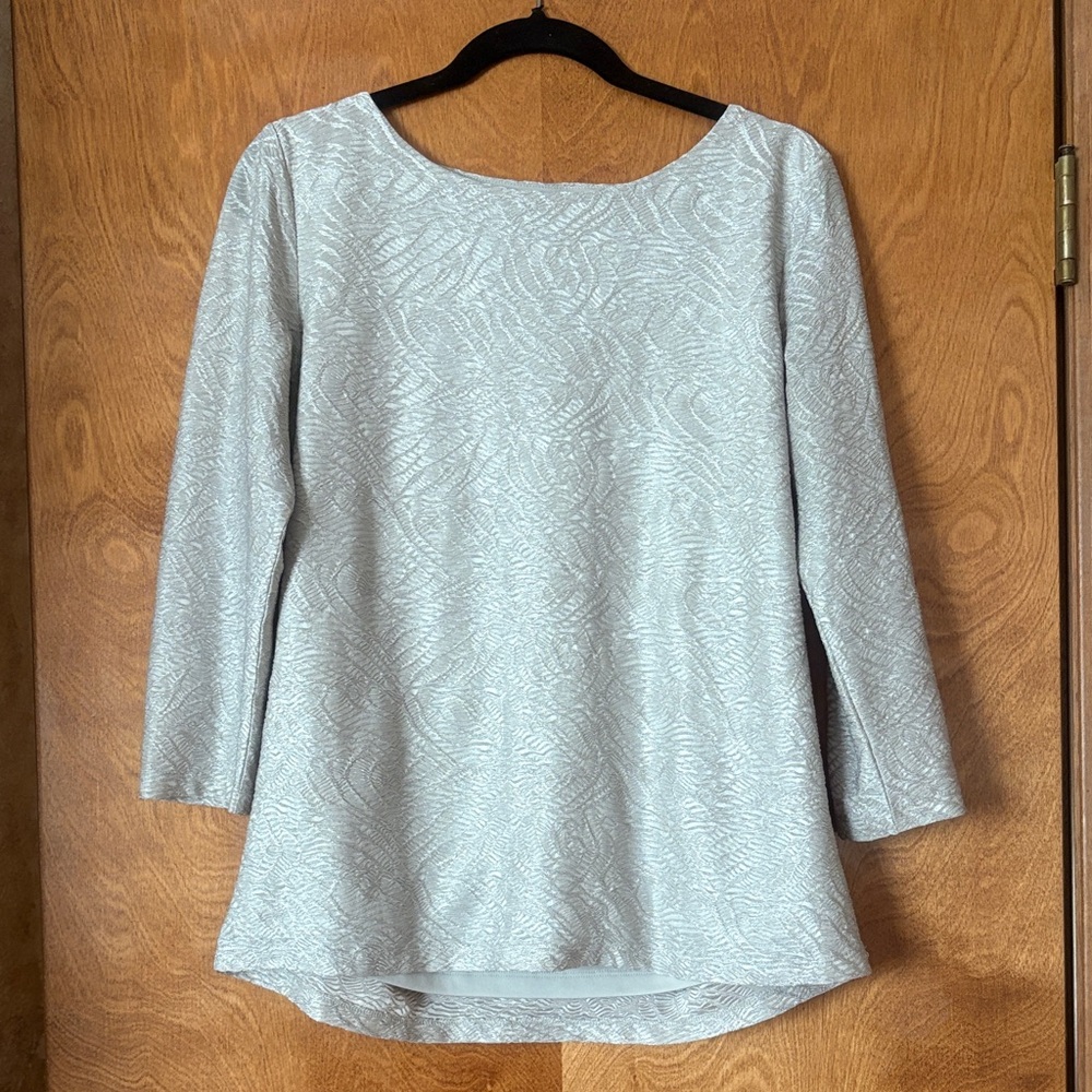 Preston & York Light Gray Textured Boatneck Tunic Medium